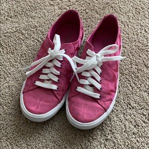 Pink coach tennis shoes